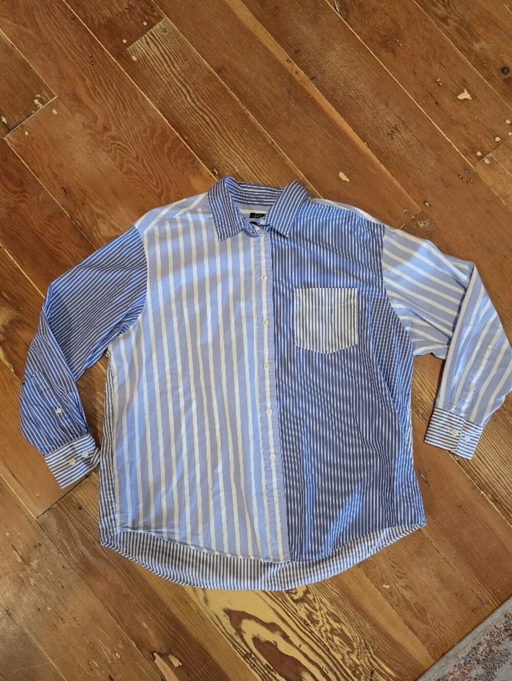GAP Mixed Pattern Striped Oversized Button-Down Shirt
